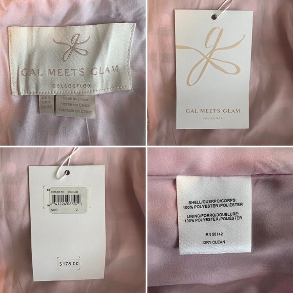 Gal Meets Glam Lindsey Dress Size 2 Purple Pink Plaid Tie Neck Pockets V Neck - Picture 15 of 15